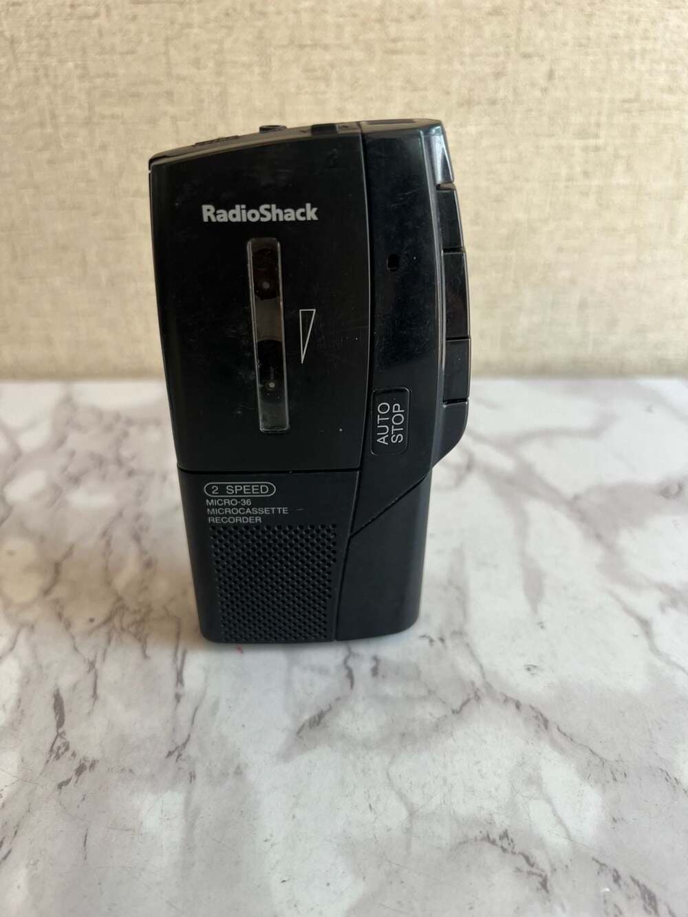 RadioShack Micro-36 Microcassette Recorder 2-Speed Auto Stop Black